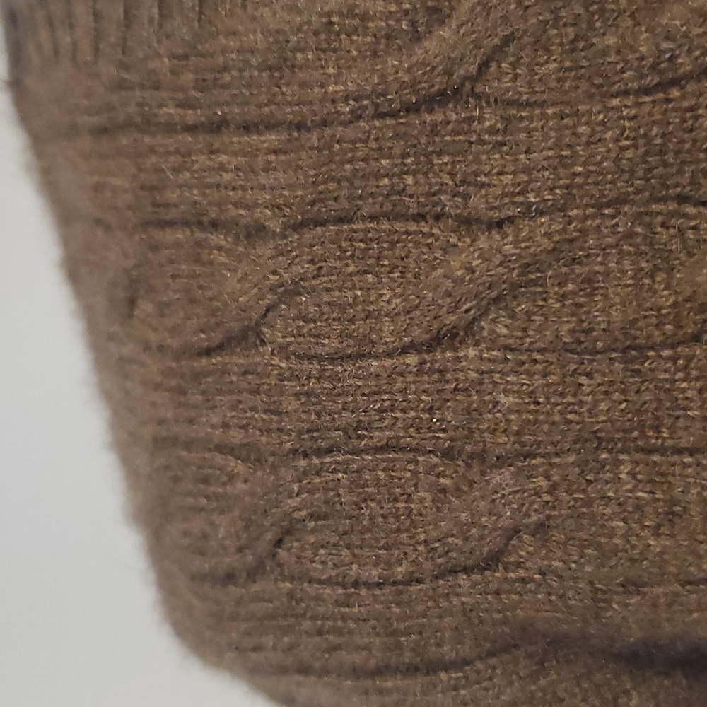Tweeds 100% Cashmere Sweater SZ M Brown Pullover V-nBrown Cable Knit Sweater - Picture 2 of 7